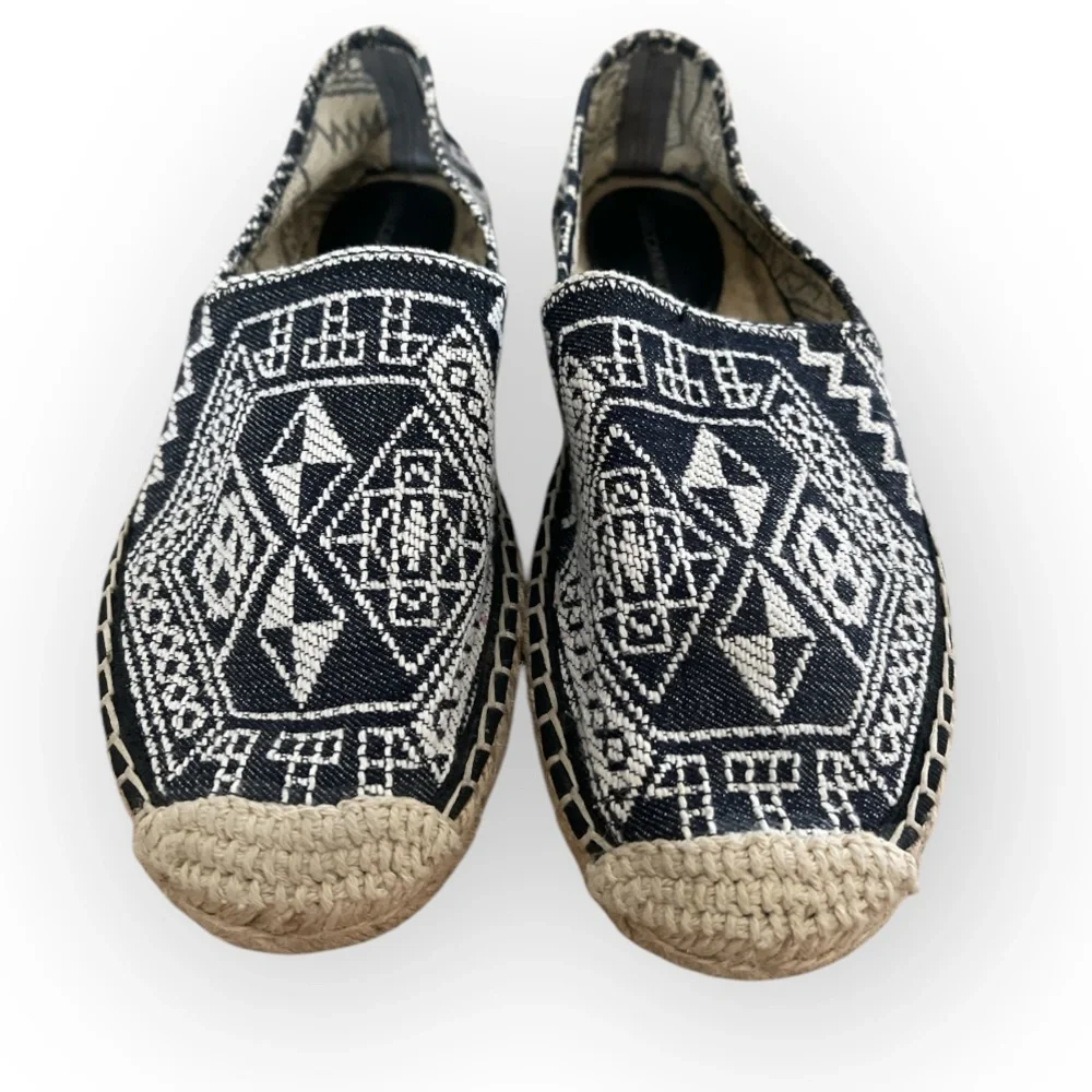 Rebecca Minkoff Gavin Geometric Espadrilles Size 8 Blue Cream Slip On Flats